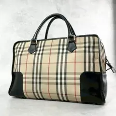 美品✨バーバリー ボストンバッグ ノバチェック ナイロン レザー