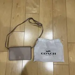 COACH ベージュ レザー ショルダーバッグ
