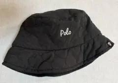 POLO baby ハート キルティング ハット ロゴ 黒 52cm 帽子