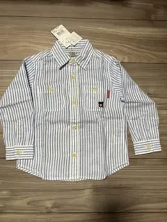 【新品・未使用】DOUBLE.B 青白ストライプ 長袖シャツ　100センチ