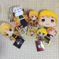 鬼滅の刃 善逸グッズ 7点セット ミラー パスケース ぬいぐるみ マスコット