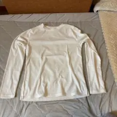 ホワイト リブ編み 長袖Tシャツ Mサイズ