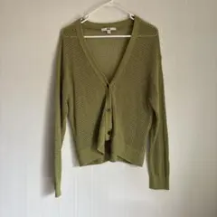 UNIQLO メッシュ編みカーディガン Mサイズ オリーブグリーン