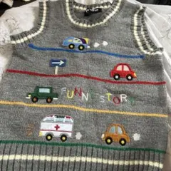 FUNNY STORY 車刺繍 グレー ベスト