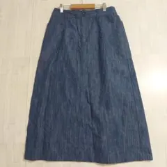 【新品】Studio CLIP ロングスカート デニム調 ブルー 麻混 Lサイズのサムネイル