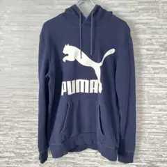 PUMA プーマ ビッグロゴ プルオーバーパーカー ネイビー スウェット