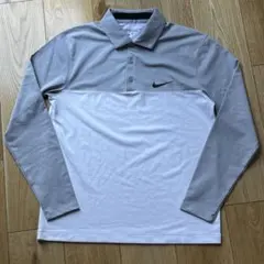 メンズ　S　ナイキゴルフ　長袖　ポロシャツ　グレー　ホワイト　ツートン