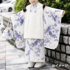 特価【白にフラワー】七五三 3歳 着物　被布コートセット　女の子