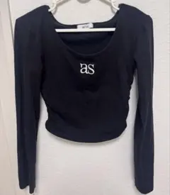 as"on アズオン トップス ロングTシャツ ブラック