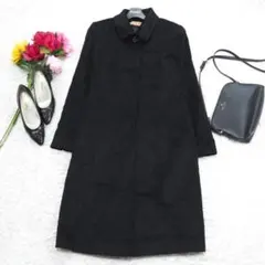 G6815*極上カシミヤ☆Aライン☆ロング☆コート☆黒ブラック☆11