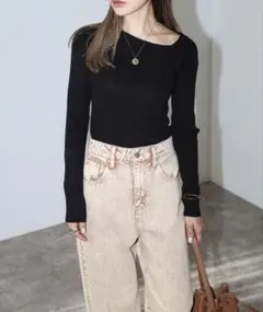 【新品】Bonjour Sagan アシンメトリーネックリブニット ブラック