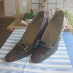 【GUCCI】【値下げセール】ブラウンレザー ハイヒール パンプス【箱無】