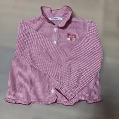 familiar 赤・白チェック フリルシャツ