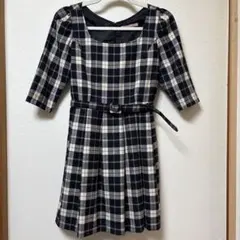 dazzlin チェック柄 ベルト付きワンピース