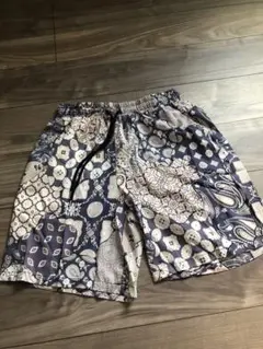 ナイロンハーフパンツ　ペイズリー　総柄　くすみカラー　ビッグサイズ