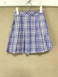 メゾピアノ　スカート　120 チェック柄　パープル　ラベンダー　ロゴ刺繍