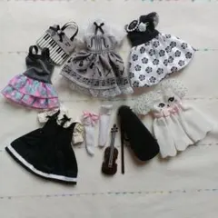 リカちゃん 着せ替え服セット②　モノトーン　お稽古着