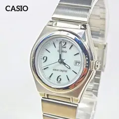 カシオ　ウェーブセプタ－　電波ソーラー電波腕時計　デイト　稼働品　レディース