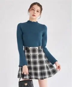 インナーパンツ付きゴールド釦チェックミニスカート　tocco 新品未使用