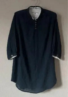 Lorenzo Righi ブラウス　ネイビー　M シャツ　チュニック　しわ加工
