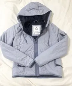 Reebok フード付きダウンジャケット ライトグレー
