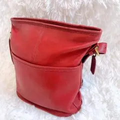 coach オールドコーチ ショルダーバッグ レッド グラブタンレザー バケツ型