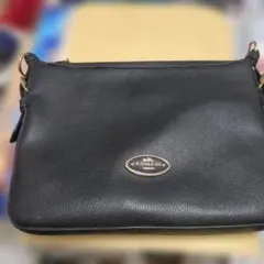 COACH ブラック レザー ショルダーバッグ
