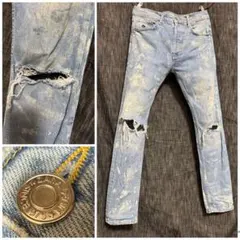 ZARA ザラ　ペンキ　ペイント　ダメージ加工デニム　31 ジーンズ　トルコ製