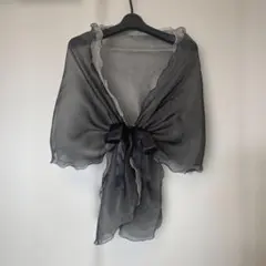 黒 ブラック　シフォン　ショール リボン付き