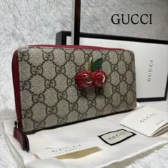 ✨付属品完備✨ グッチ 長財布 ラウンドジップ チェリー GGスプリーム レッドのサムネイル