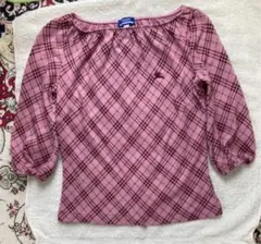 バーバリーブルーレーベル　美品　五分袖　ピンクチェックカットソー　38サイズ