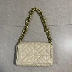 ZARA ハンドバッグ アイボリー ゴールドチェーン キルティング