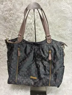 コーチ 2way ショルダーバッグ プレーリーサッチェル 花柄 デニム 紺 