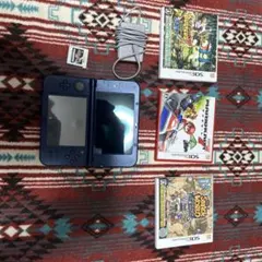 【液晶漏れ多少あり】Nintendo 3DS LLネイビー 本体　カセットセット