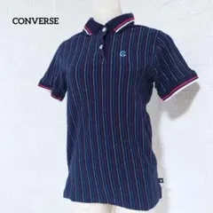 0016　【コンバース】ポロシャツ　半袖　ストライプ　コットン　カジュアル　L