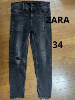 ZARA 34ダメージスキニーデニム ブラック　値下げ
