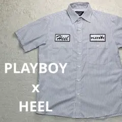 PLAYBOY x HEEL コラボ 半袖ワークシャツ ストライプ柄 美品 Mのサムネイル