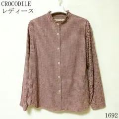 CROCODILE 赤と白のギンガムチェック長袖シャツＬＬサイズ