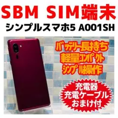 SBM SIM SHARP シンプルスマホ5 32GB G-451 ワインレッド