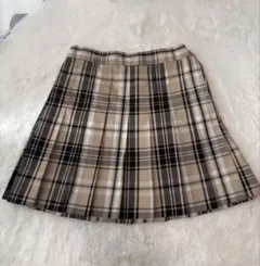 WEGO ベージュ系チェック プリーツスカート