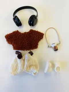 着せ替え用 ラブブ服 5点セット 可愛い サロペット 暖かい ブーツ タピオカ