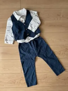 七五三　入園卒園　記念日　お出かけ　シャツベストパンツ セットアップ　110