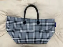 【極美品】バーバリー ブルーレーベル　トートバッグ ノバチェック　グレー×ブルー