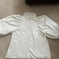 ems レース襟 バルーンスリーブ シャツ