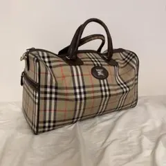 ビンテージ バーバリー ボストンバッグ ノバチェック シャドーホース PVC