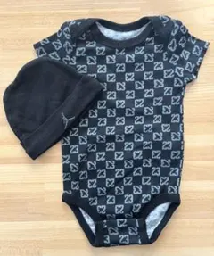 JORDAN ロンパース23ロゴ・帽子セット ブラック0-6M 50-68cm