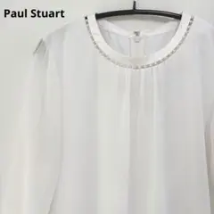 Paul Stuart ポールスチュアート パール付き ブラウス ホワイト 近年のサムネイル