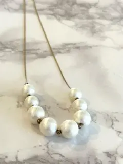 ホワイトパール風ビーズネックレス
