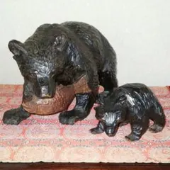 ＊北海道 木彫りの親子熊 昭和レトロ