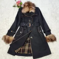 希少☆バーバリーブルーレーベル　ライナー付トレンチコート　フォックスファー　38